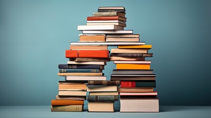 The stack of books on a flat background, education, generated by AI
