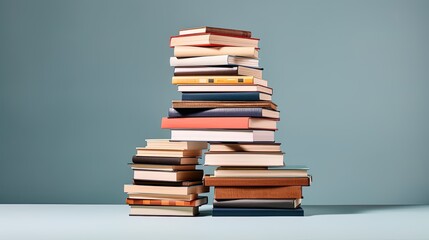 Fototapeta premium The stack of books on a flat background, education, generated by AI