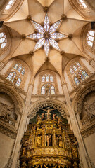 Fototapeta na wymiar Art on the ceiling of the Cathedral of Burgos, the most beautiful in the world