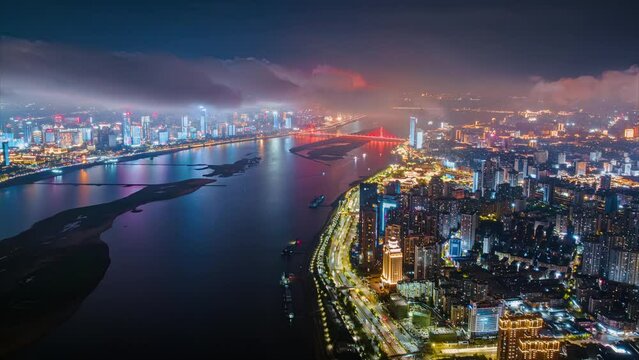 Time-lapse photography of city scenery of Nanchang, Jiangxi, China	