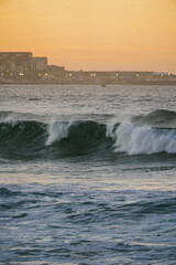 waves breaking on the beach