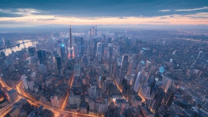 sunset over the city