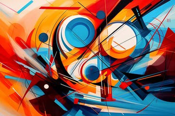 A vibrant abstract backdrop with numerous lines and shapes in the central area. Generative AI
