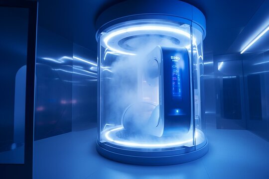 State-of-the-art chamber for cryotherapy sessions. Generative AI
