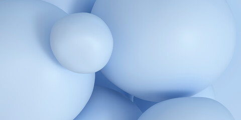 3D background of smooth pastel blue bubbles