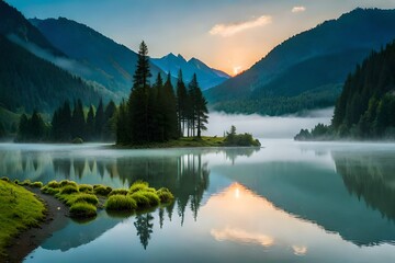 romantic morning view of hills