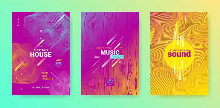 Dance Music Flyer. Electronic Party Poster. Abstract Edm Background.