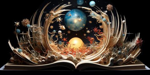 The magical world of books. Knowledge and exciting adventures. - obrazy, fototapety, plakaty
