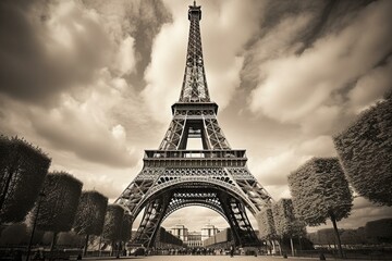 Parisian art: Eiffel Tower captured on canvas. Generative AI