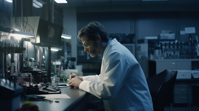 A scientist conducting research with a microscope