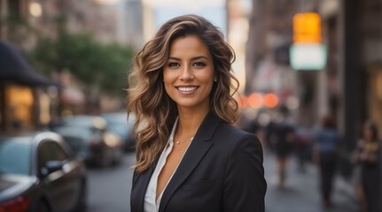 Portrait of Business woman in America street smiling