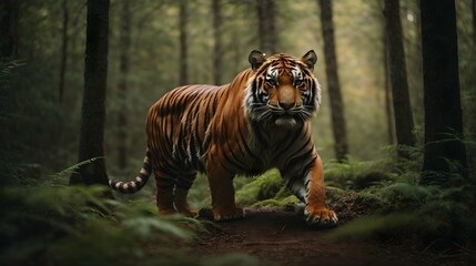 tiger in the middle in the forest