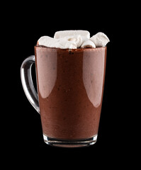 Hot chocolate with marshmallow. Isolated on a dark background