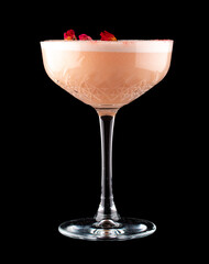 A deliciously cocktail with different fillings. Isolated on a dark background