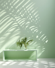 A steel gentle light background with a hint of green, reminiscent of a lush spring garden. The intricate shadows cast by the window lend a sense of movement and life to the product, making