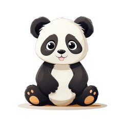 Naklejka premium Cartoon panda on white background, AI generated Image