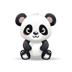Cartoon panda on white background, AI generated Image