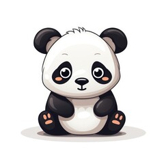 Fototapeta premium Cartoon panda on white background, AI generated Image