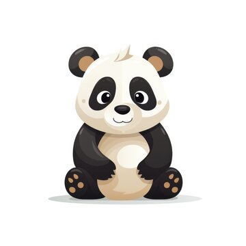 Cartoon panda on white background, AI generated Image