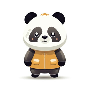 Cartoon panda on white background, AI generated Image