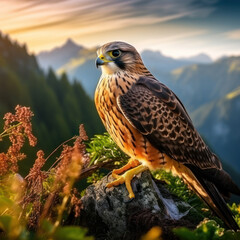 Falcon in its Natural Habitat, Wildlife Photography, Generative AI