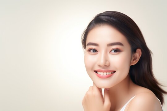 Young asian beauty woman with korean makeup style. AI Generated