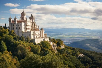 Fototapeta premium A depiction of San Sebastián de los Reyes in the Madrid region with a scenic background. Generative AI