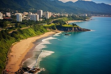 Beach in Penha, Santa Catarina, southern Brazil - Beto Carrero city. Generative AI - obrazy, fototapety, plakaty