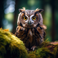 Fototapeta premium Owl in its Natural Habitat, Wildlife Photography, Generative AI