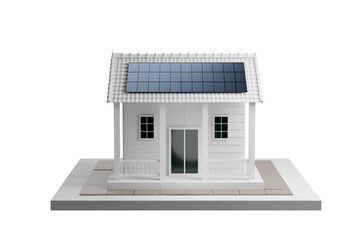 House model and Solar panel on roof 3D rendering.