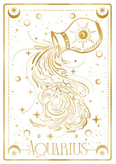 Aquarius Zodiac astrology horoscope Gold cards