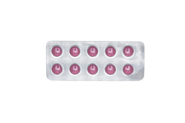 Whole pack of pills on isolated white background