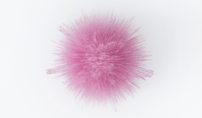 Pink powder explosion on isolated white background.