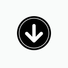 Down Arrow Button. Download, Direction Icon. Guidance  Symbol. Recommended Route - Vector