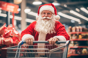 Santa Claus goes shopping for Christmas