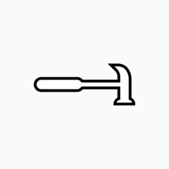 Hammer Icon. Workshop, Mechanics. Carpentry Equipment Symbol - Vector.
