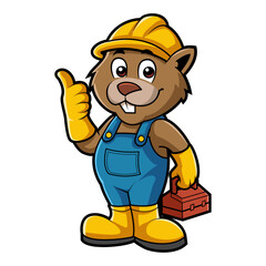 beaver worker character logo. animal logo