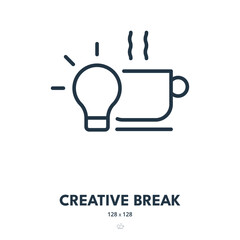 Creative Break Icon. Creativity, Relaxation, Taking a Break. Editable Stroke. Simple Vector Icon