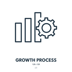 Growth Process Icon. Progress, Increase, Profit. Editable Stroke. Simple Vector Icon
