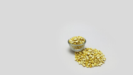 Close up view of yellow split peas