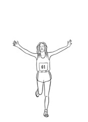 Minimal marathon runner line art 