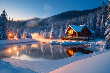 Fototapeta premium sunrise over the lake