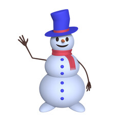 3d cute snowman on a white background. 3d rendering