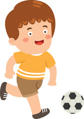 cute kid boy play soccer