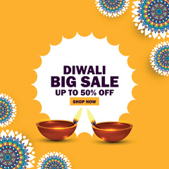 Big Diwali festival sale decorative banner design