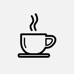 Hot Drink Icon. Cup Coffee, Mug Tea, Beverage, Breakfast Menu.