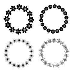 .Circular flower pattern, a set of circular flower pattern icons for design elements.