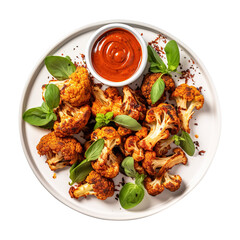 Fototapeta premium delicious crispy cauliflower wings isolated on transparent background Remove png, Clipping Path