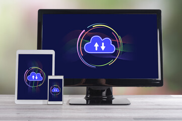 Cloud computing concept on different devices