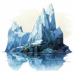 Iceberg in polar regions glacier mountain in sea illustration white background